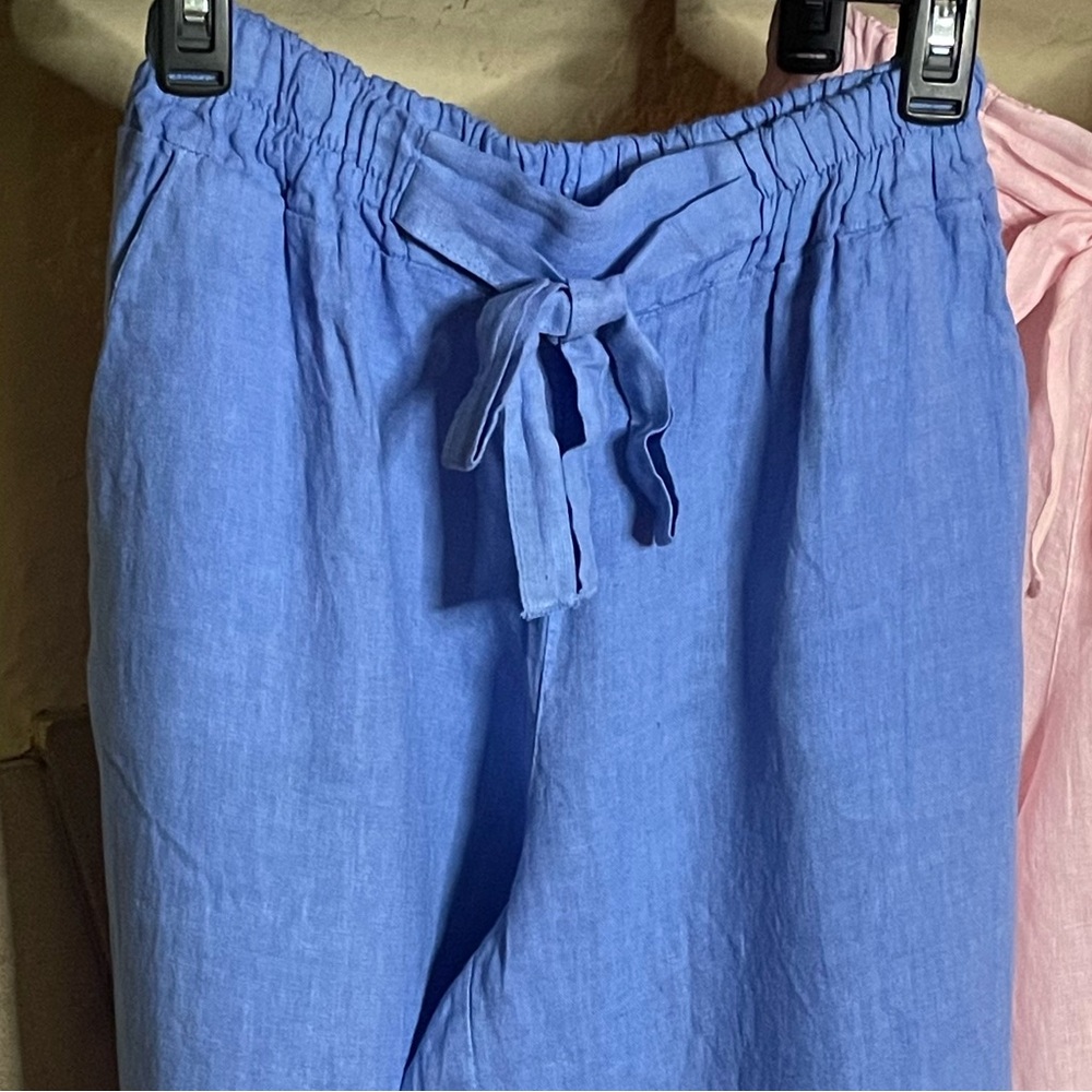 Italian Linen Wide Leg Pant, Blue, Sz.โ Sm/Med Linen & Moore - Picture 5 of 15